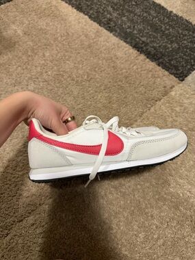 Nike White Sneakers with Red Accent